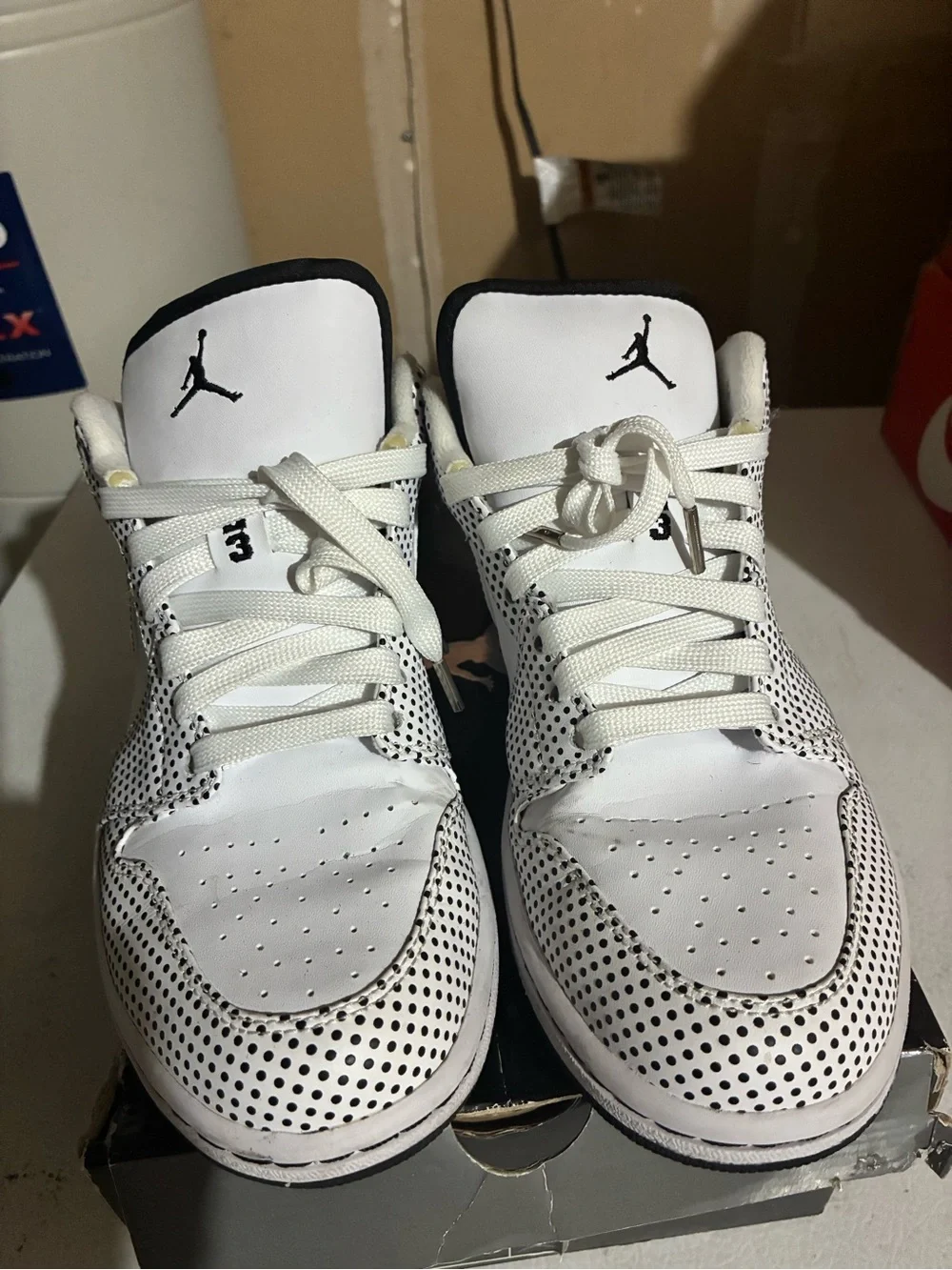 Nike Air Jordan 1 phat low white black polka dot 2009 338145-102 Men’s size 8.5